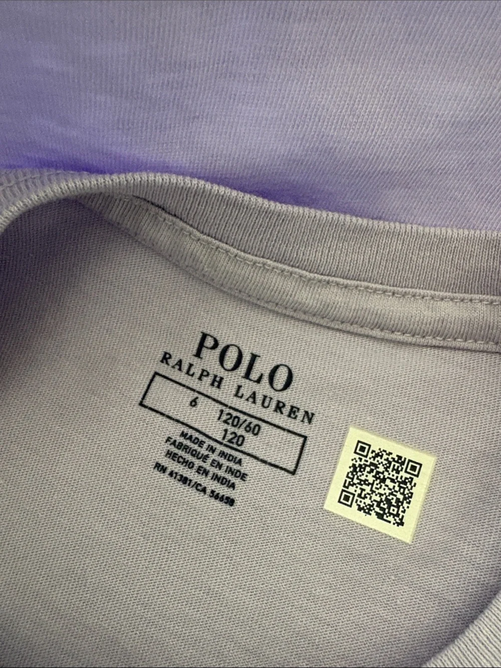 Ralph Lauren Girls Light Lavender Short Sleeve Crewneck Polo Tee